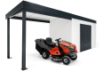 GARDEON® Gartenhaus mit sicherer Garagentür von Hörmann und überdachtem Bereich